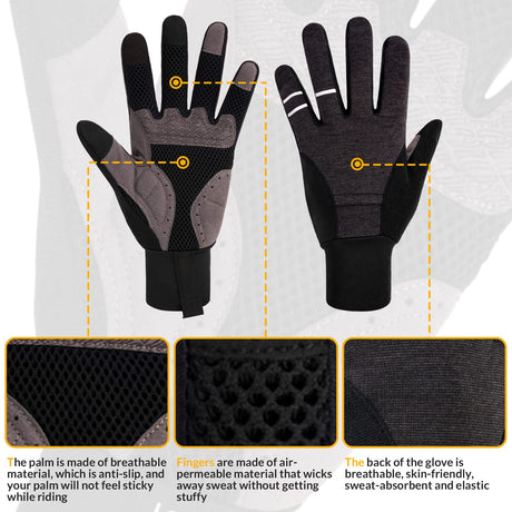 Fahrradhandschuhe Herren Damen – Winddichte Touchscreen Radsporthandschuhe