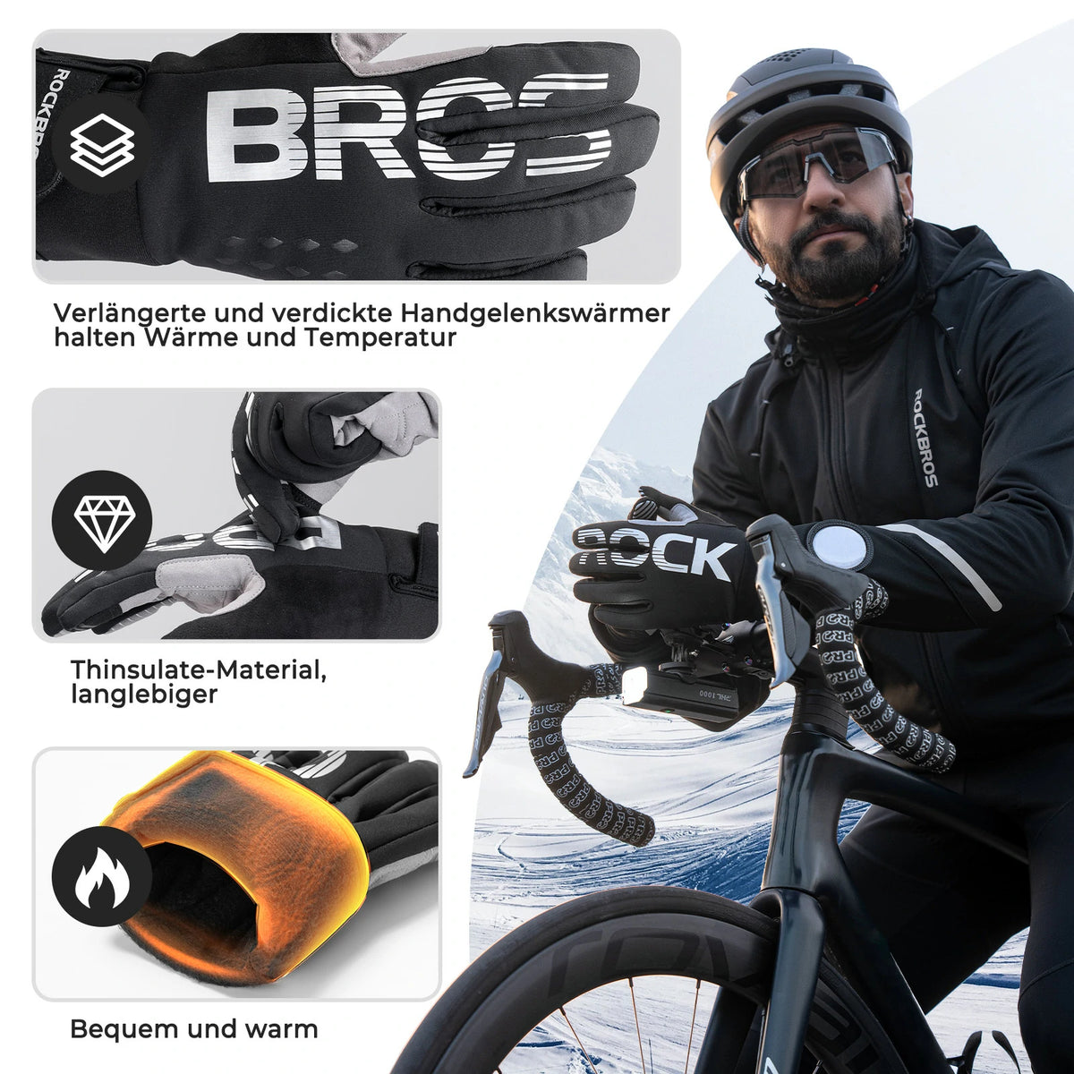 warme handschuhe fahrrad winter Fahrradhandschuhe Winter Thinsulate Warme Handschuhe Touchscreen –  ROCKBROS-DE