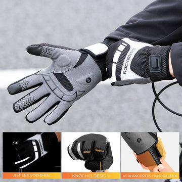 fahrradhandschuhe winter reflektierend Fahrradhandschuhe über USB, reflektierend und stoßdämpfend, Winterhand – ROCKBROS-DE