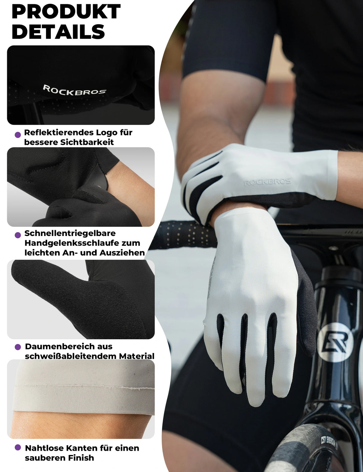 ROCKBROS Fahrradhandschuhe – Rutschfest & stoßabsorbierend, mit SBR‑Polster