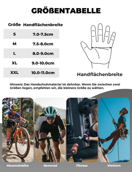 ROCKBROS Fahrradhandschuhe – Rutschfest & stoßabsorbierend, mit SBR‑Polster