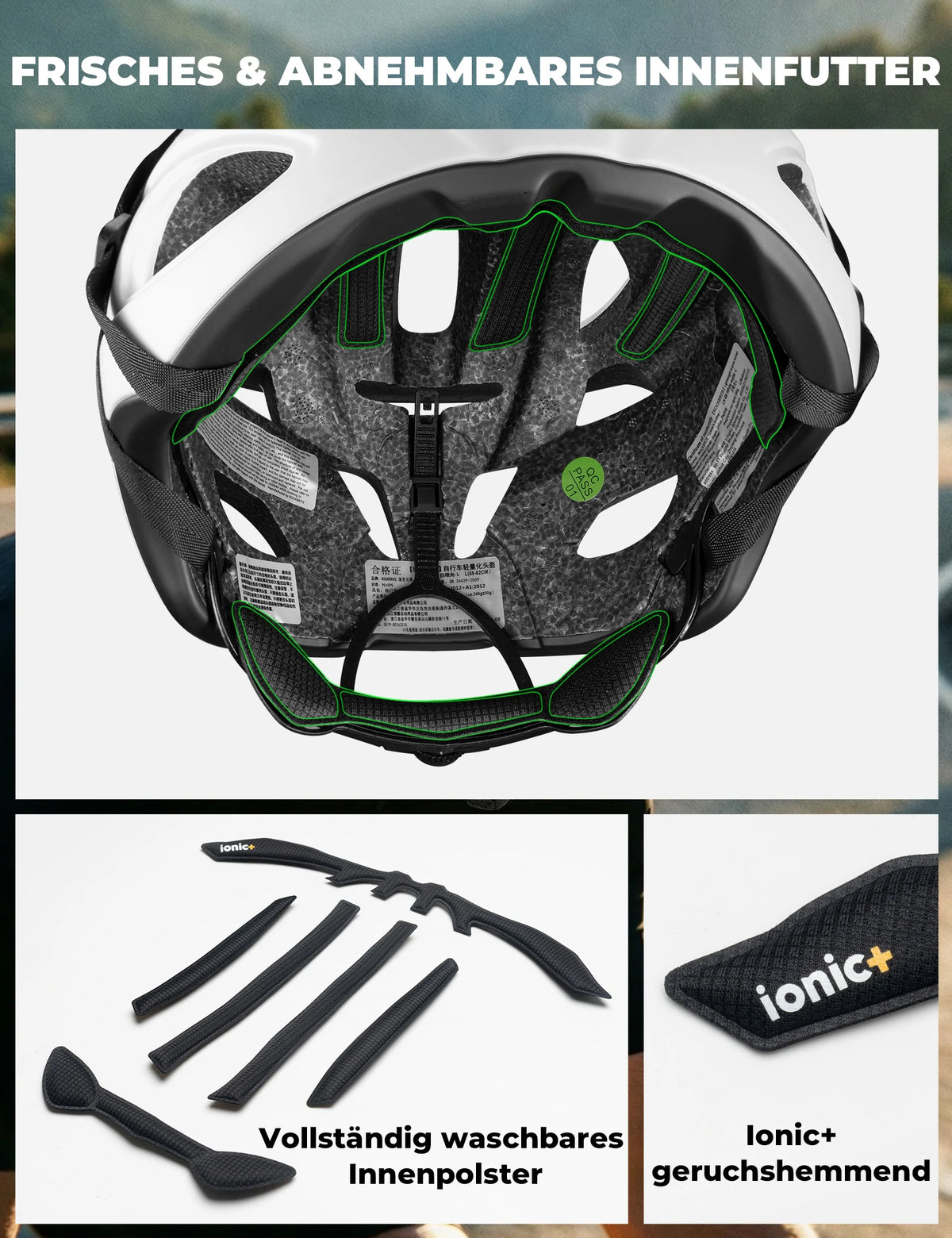 Bicycle Helmet 58-62cm Lightweight 240g Antibacterial – ROCKBROS-DE