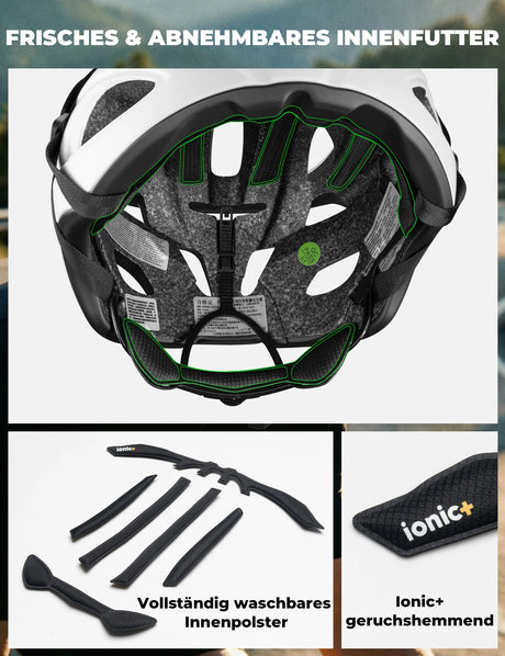 Fahrradhelm 58-62cm – Leichtgewicht 240g & Antibakteriell