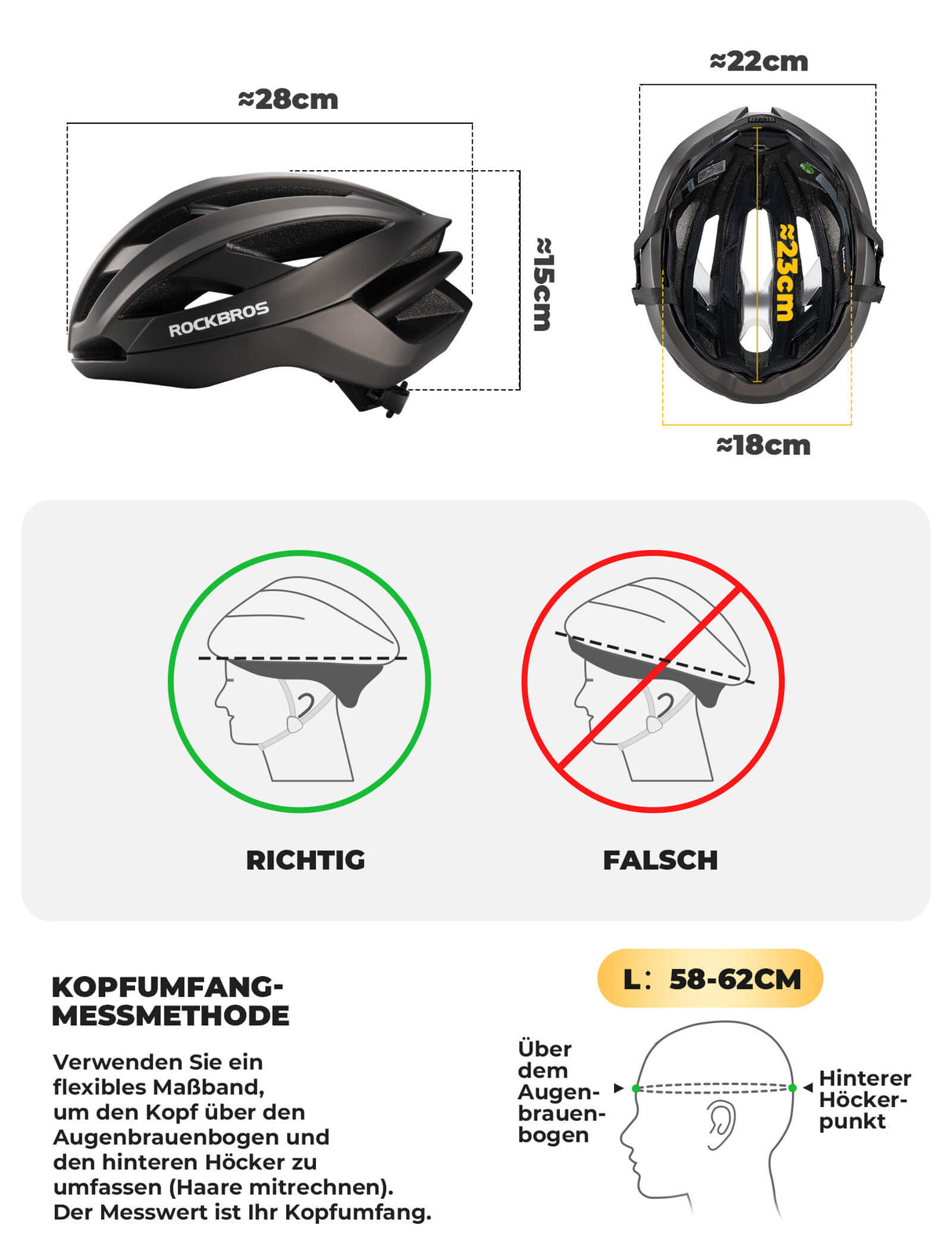 Fahrradhelm mit Verstärkungsrahmen 58-62cm - ROCKBROS-EU