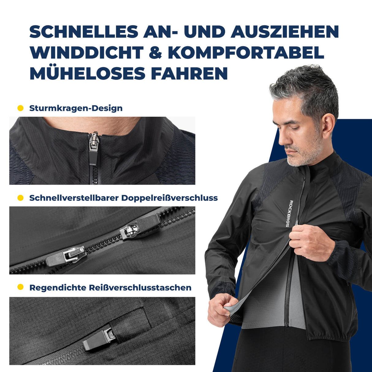 Fahrradjacke wasserdicht atmungsaktiv – Winddicht & Reflektierend Herren