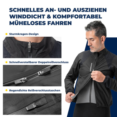 Fahrradjacke wasserdicht atmungsaktiv – Winddicht & Reflektierend Herren