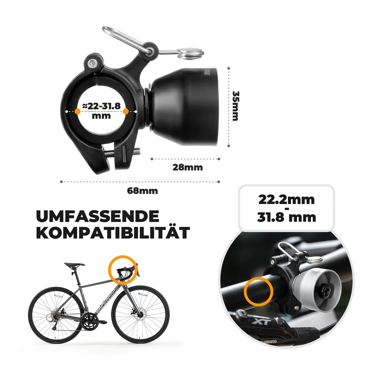 Fahrradklingel Mini 90dB – Kupferlegierung & Universalkompatibel
