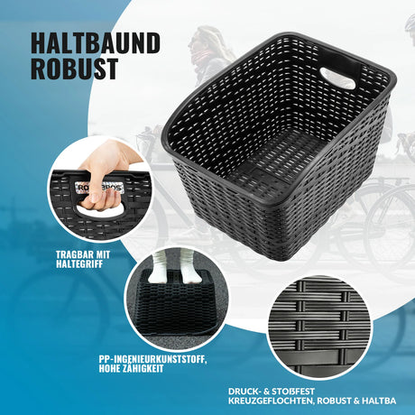ROCKBROS Fahrradkorb Hinten – Für Gepäckträger, mit ausziehbarem Deckel