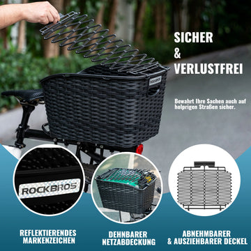 Fahrradkorb Hinten fr Gepcktrger, mit ausziehbarem Deckel  ROCKBROS-DE