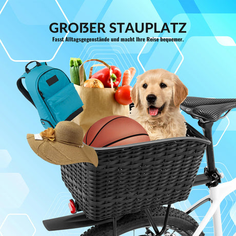 ROCKBROS Fahrradkorb Hinten – Für Gepäckträger, mit ausziehbarem Deckel