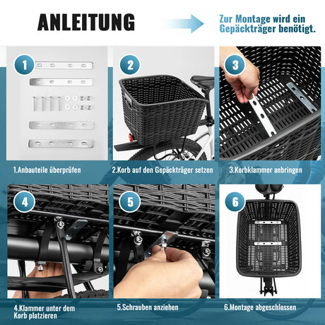 ROCKBROS Fahrradkorb Hinten – Für Gepäckträger, mit ausziehbarem Deckel