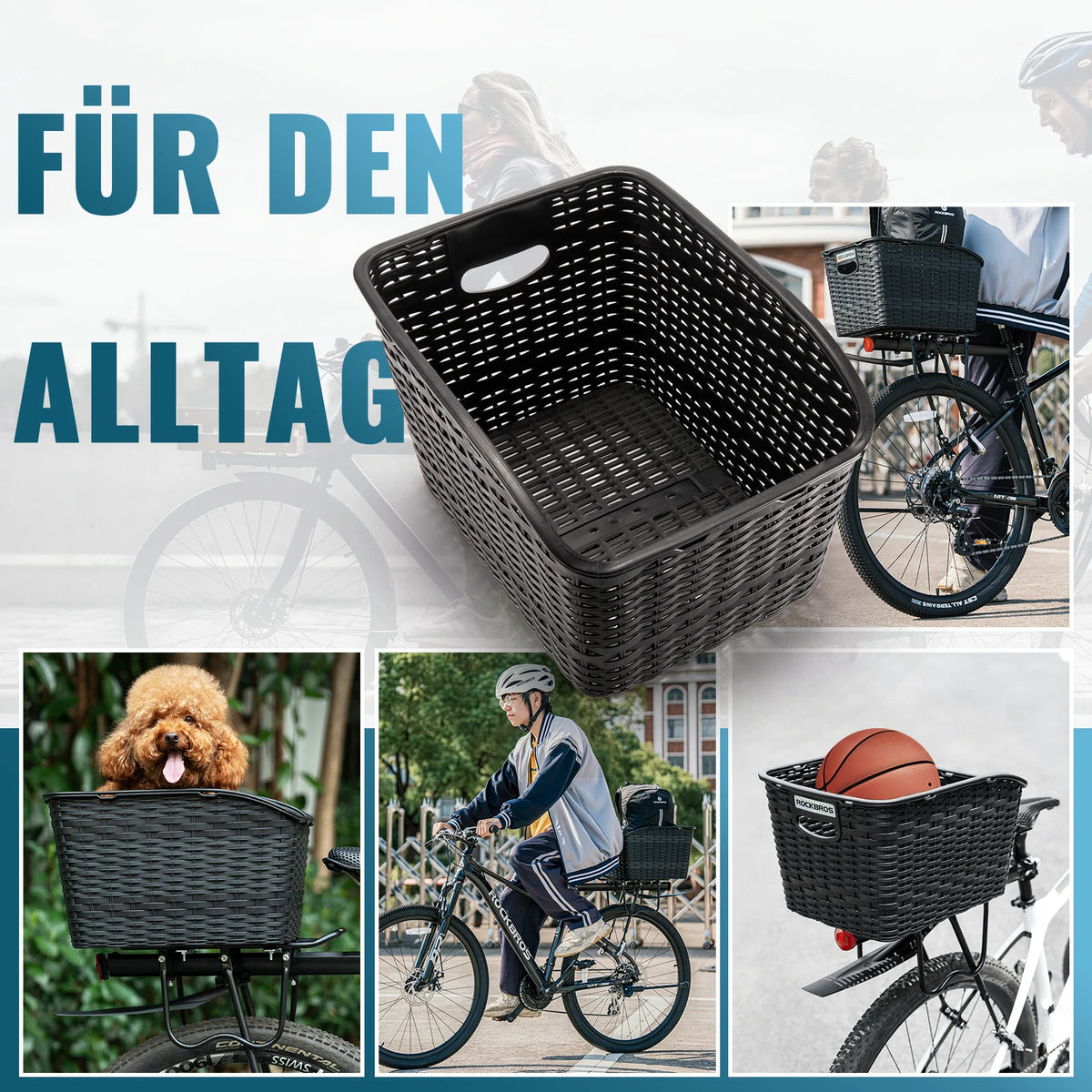 Fahrradkorb Hinten für Gepäckträger, mit ausziehbarem Deckel – ROCKBROS-DE