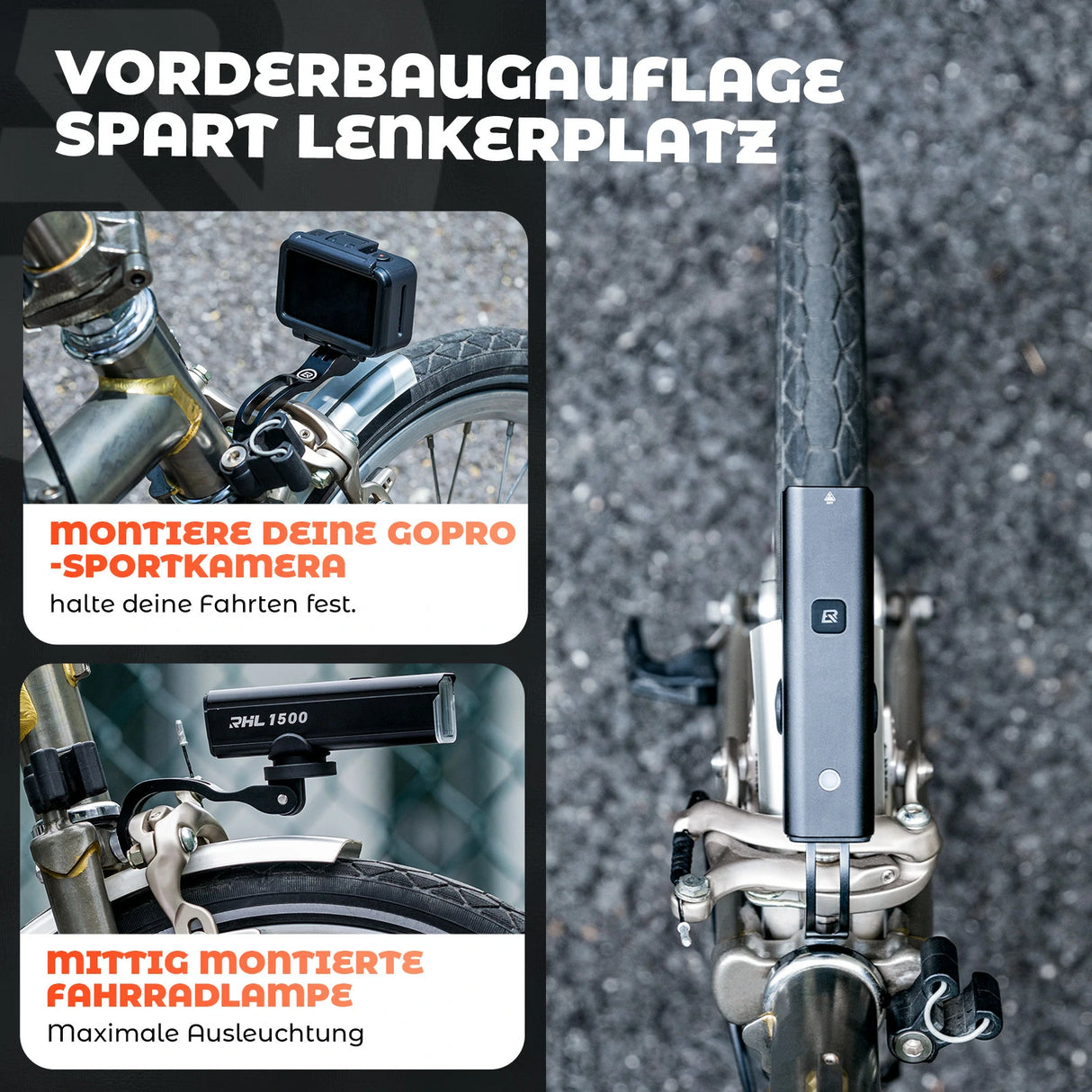 ROCKBROS Fahrradlicht‑Halterung für Vordergabel – Frontlicht‑Verlängerung für Falträder & Brompton