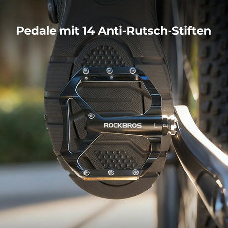 Fahrradpedale rutschfest – Aluminium Plattformpedale mit Reflektoren & Anti-Rutsch-Pins