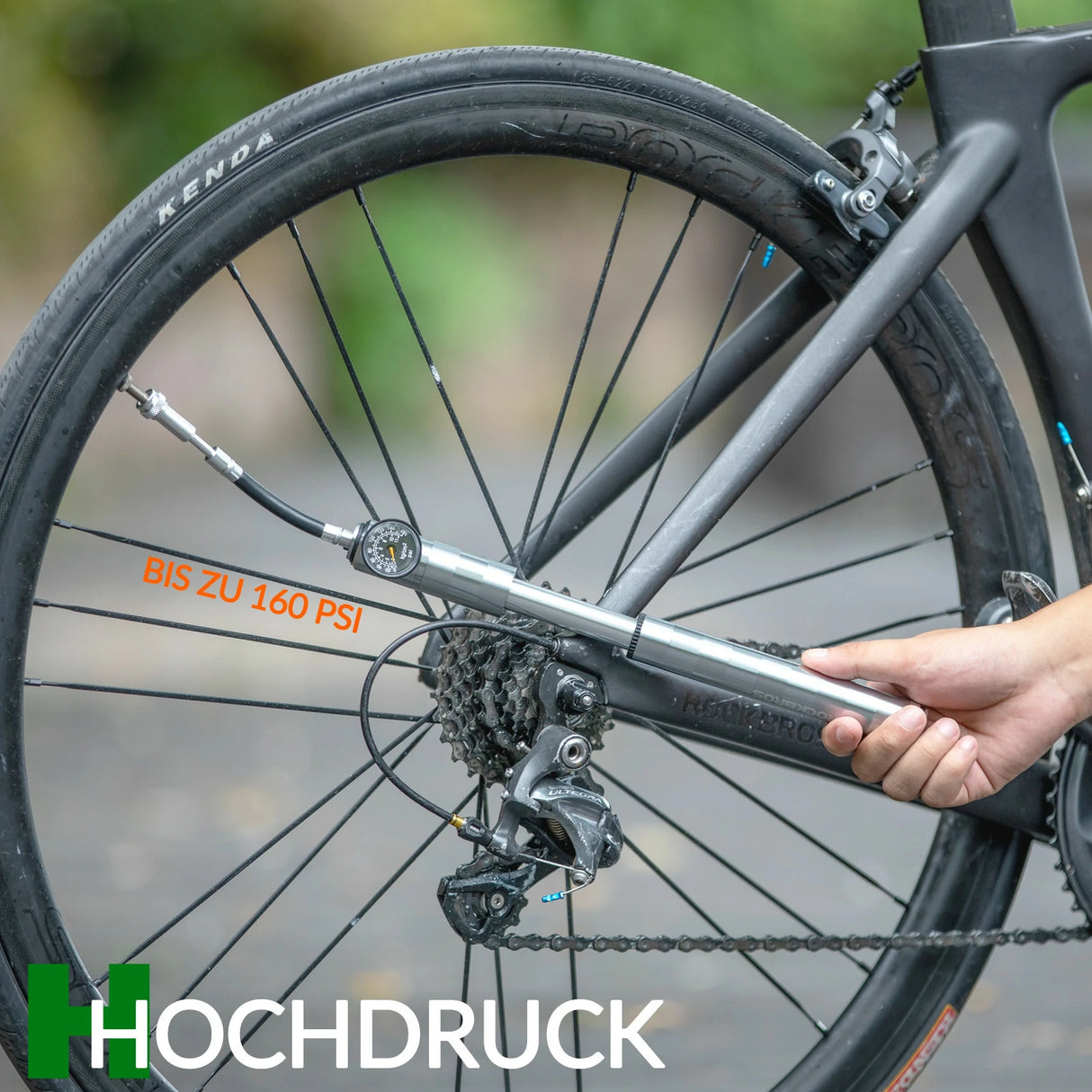 Fahrrad-Minipumpe – Tragbar & Hochdruck (160 PSI) mit Manometer