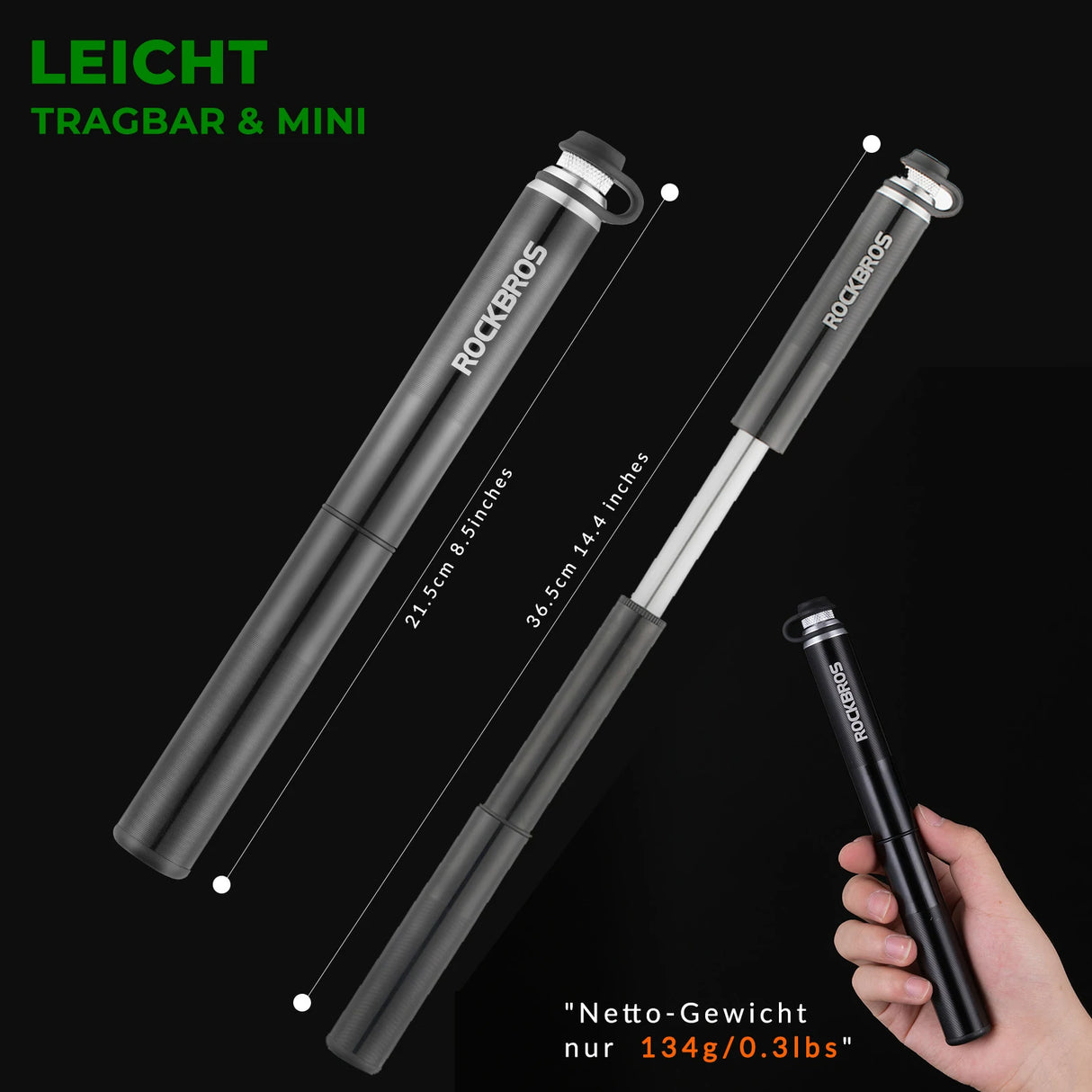 Fahrrad-Minipumpe – Tragbar & Hochdruck (160 PSI) mit Manometer