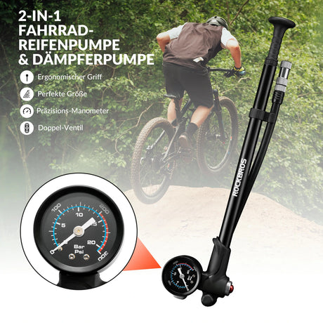 Fahrrad‑Gabel‑ & Dämpfer‑Hochdruckpumpe – 300 PSI