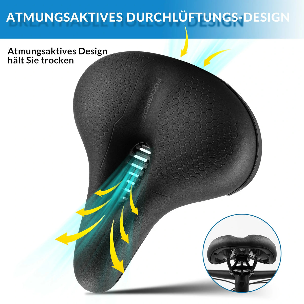 Fahrradsattel Fahrradsitz 5cm Memory Foam Atmungsaktiv Wasserdicht 3 T – ROCKBROS-DE