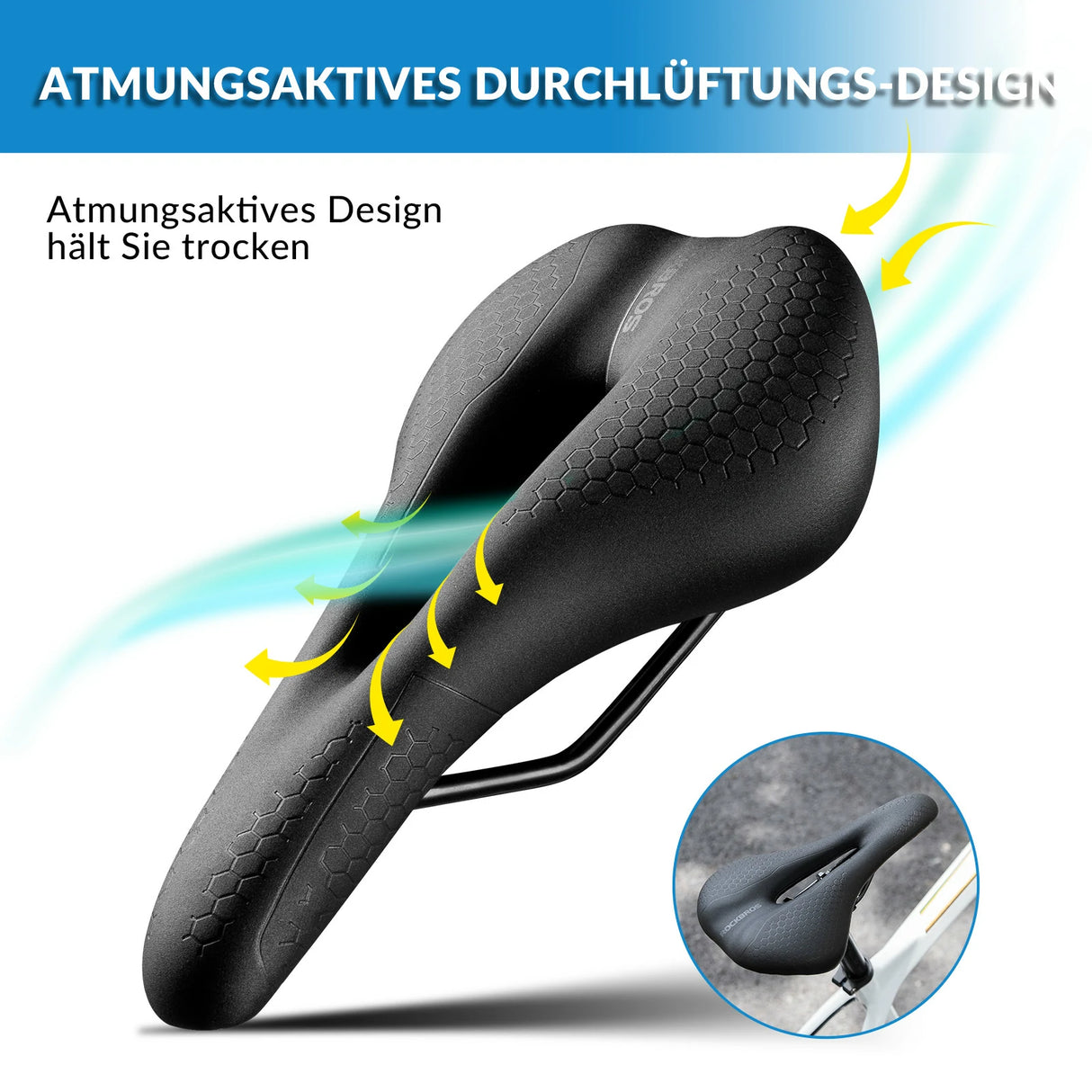 Fahrradsattel mit 5 cm Memory‑Foam – Atmungsaktiv, wasserdicht & 3 Typen
