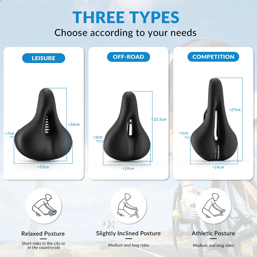 Fahrradsattel mit 5 cm Memory‑Foam – Atmungsaktiv, wasserdicht & 3 Typen