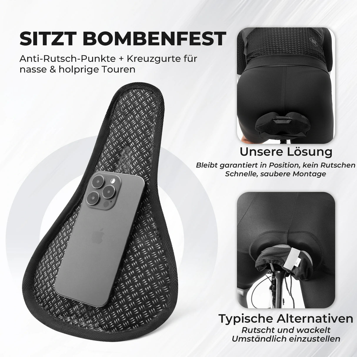 Fahrradsattel-Überzug – Ergonomischer Sattelbezug mit Memory-Foam & 3D-geformter Polsterung