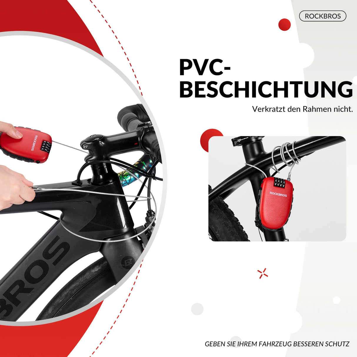 Fahrradschloss – Einziehbares Kabelschloss mit 4‑stelligem Code, 94 cm