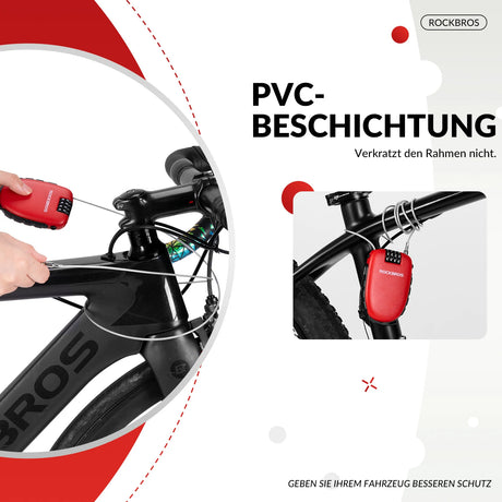 Fahrradschloss – Einziehbares Kabelschloss mit 4‑stelligem Code, 94 cm