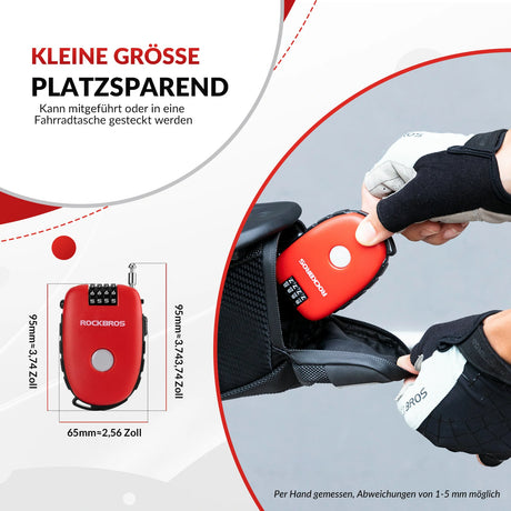 Fahrradschloss – Einziehbares Kabelschloss mit 4‑stelligem Code, 94 cm