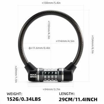 fahrradschloss mit zahlencode test Fahrradschloss mit Zahlencode, 11,62 mm Dickes, 4 Stellig Zahlenschlos – ROCKBROS-DE