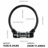 Fahrradschloss – 4‑stelliges Zahlenschloss mit 11,62 mm dickem Stahlkabel