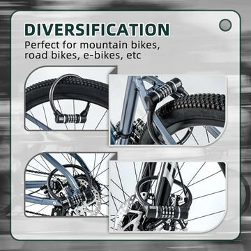 Fahrradschloss mit Zahlencode, 11,62 mm Dickes, 4 Stellig Zahlenschlos   ROCKBROS-DE