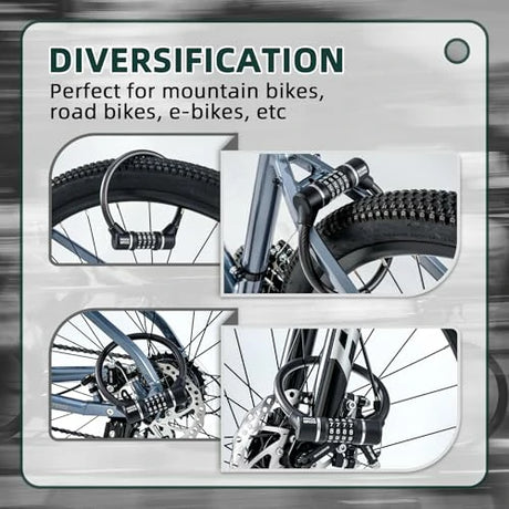 Fahrradschloss – 4‑stelliges Zahlenschloss mit 11,62 mm dickem Stahlkabel