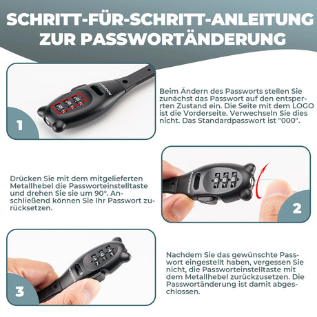 Fahrradschloss – Kabelschloss mit 3‑stelligem Zahlencode