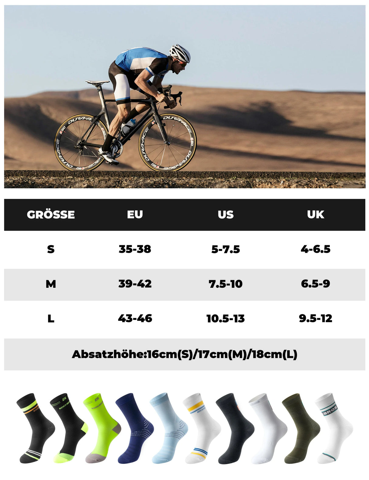 Fahrradsocken Rutschfest und Strapazierfähig 2 Paar