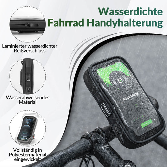 Fahrradtasche Wasserdicht Fahrrad Handytasche Drehbar für Smartphones 4.7-6 Zoll