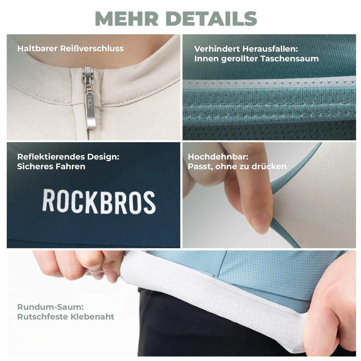 ROCKBROS Fahrradtrikot Damen – Sommer Kurzarm, atmungsaktiv, mit 3 Rückentaschen