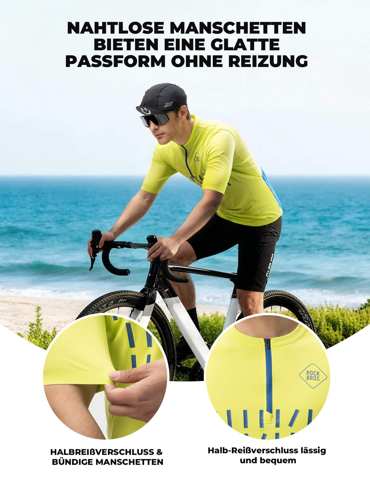 lässige fahrradbekleidung Men's Short Sleeve Cycling Jersey Breathable and Quick-Drying Reflecti – ROCKBROS-DE