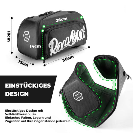 faltbare einteiler-gepäckträgertasche in schwarz