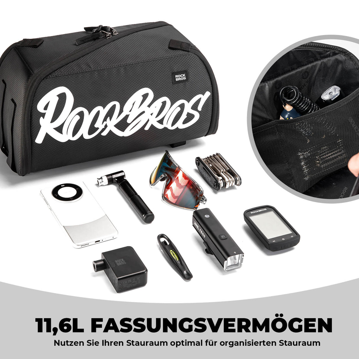 faltbare einteiler-gepäckträgertasche in schwarz