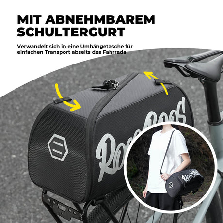 faltbare einteiler-gepäckträgertasche in schwarz
