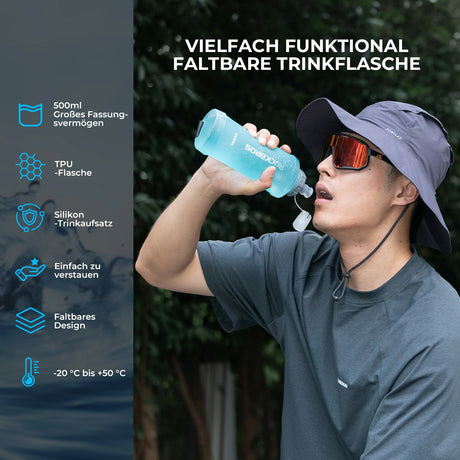 ROCKBROS Faltbare Fahrrad‑Trinkflasche – Auslaufsicher, BPA‑frei, leicht