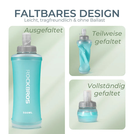 ROCKBROS Faltbare Fahrrad‑Trinkflasche – Auslaufsicher, BPA‑frei, leicht