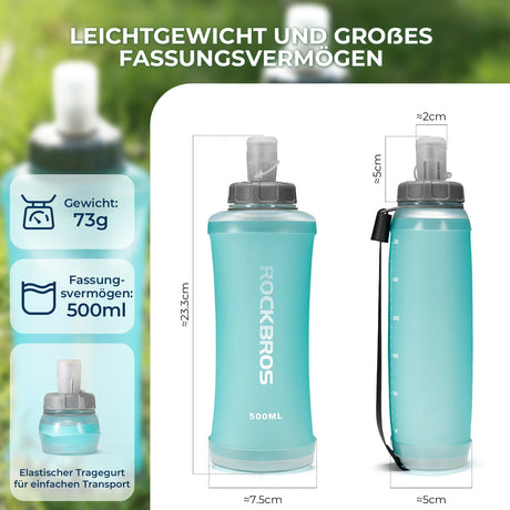 ROCKBROS Faltbare Fahrrad‑Trinkflasche – Auslaufsicher, BPA‑frei, leicht