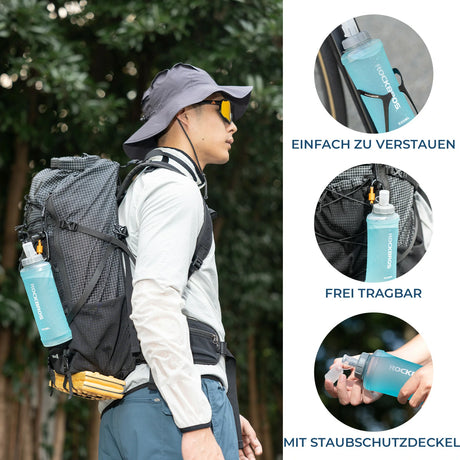 ROCKBROS Faltbare Fahrrad‑Trinkflasche – Auslaufsicher, BPA‑frei, leicht
