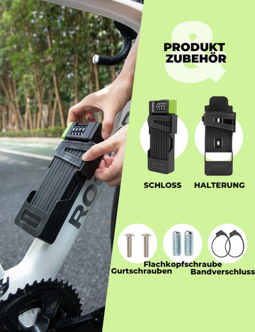 Faltschloss Fahrrad Diebstahlsicher, 8mm Extradicker Stahl, 120cm – ROCKBROS-DE