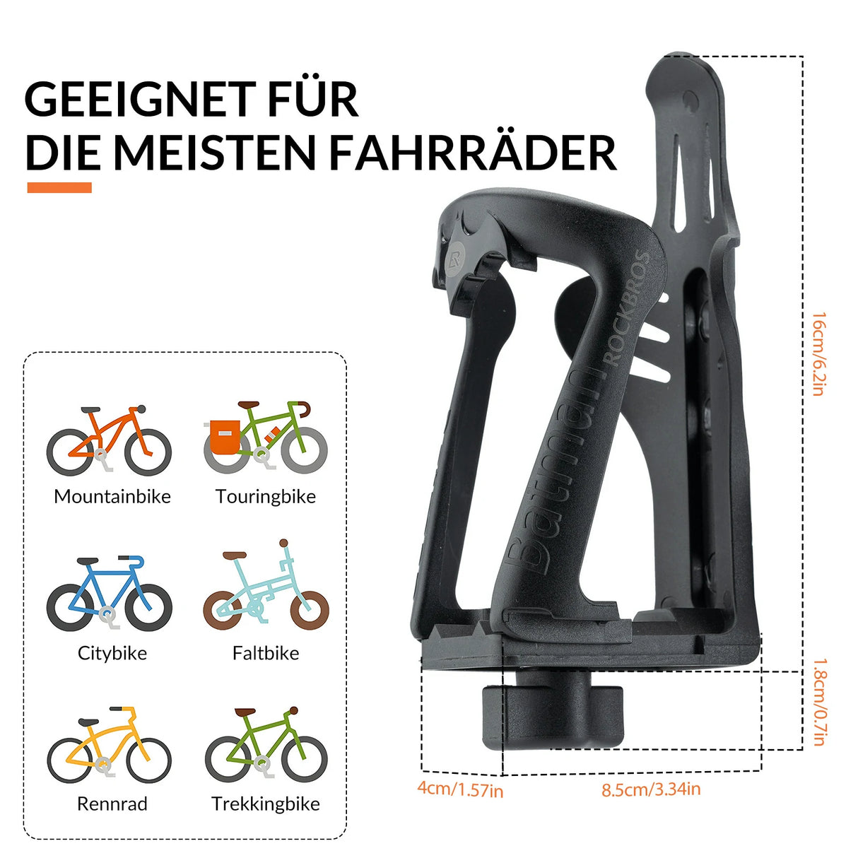 Flaschenhalter Fahrrad – Verstellbar für Flaschen 55–85 mm