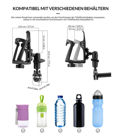 Flaschenhalter – 360° drehbar für Fahrrad und Motorrad