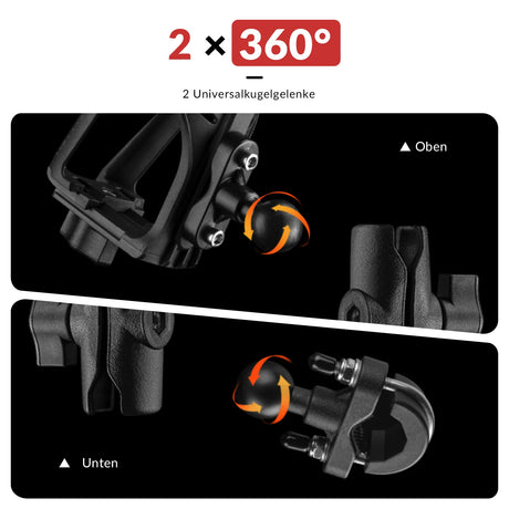 Flaschenhalter – 360° drehbar für Fahrrad und Motorrad