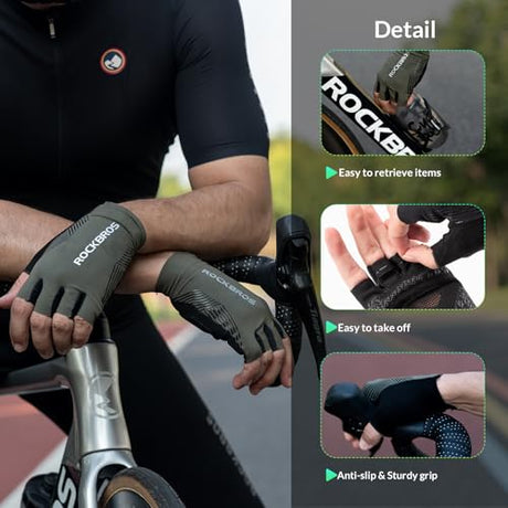 ROCKBROS Handschuhe Fahrrad Sommer – Fingerlos, atmungsaktiv & stoßdämpfend