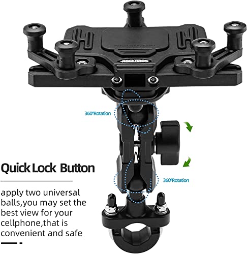 Handyhalterung Motorrad Universal Handyhalter Fahrrad mit Stoßdämpfer für 4.9-7.3 Zoll Smartphone - ROCKBROS-EU